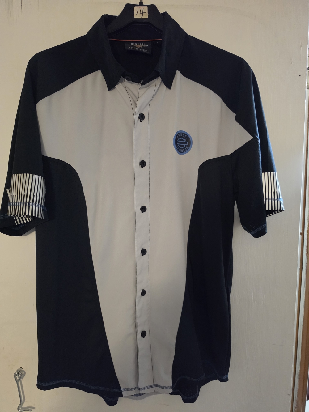 Harley-Davidson Black and Light Gray Short Sleeve Button-Up Shirt